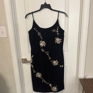 Elegant Floral Embroidered Mini Dress